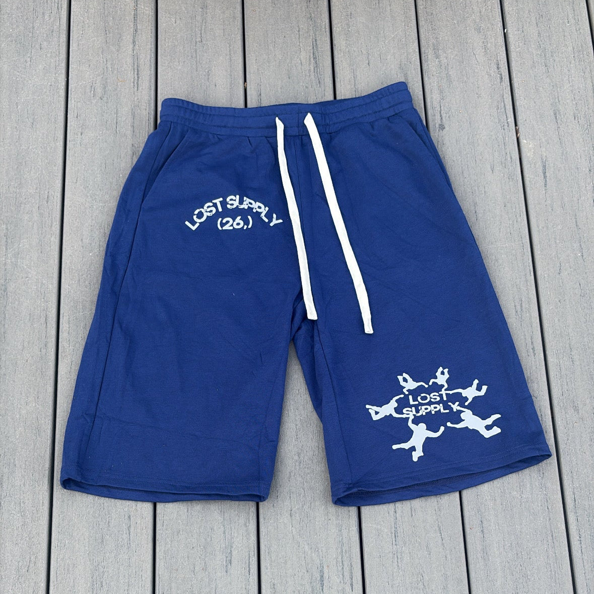 navy blue “falling shorts”